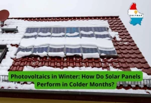 roof with photovoltaics in winter